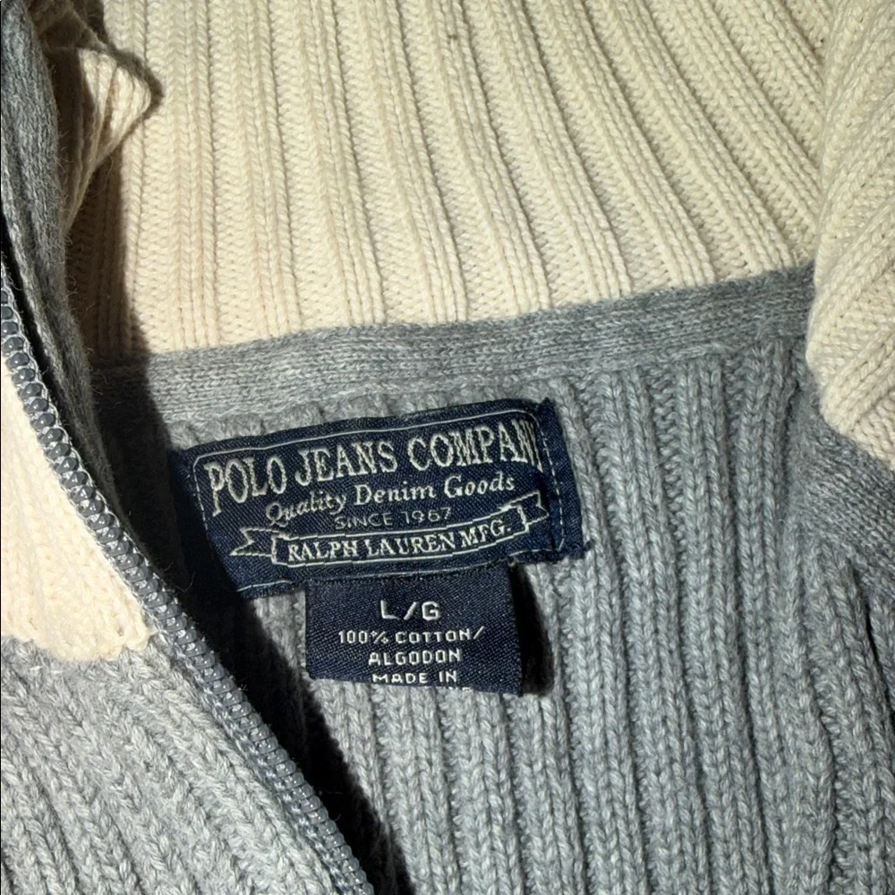 Polo by Ralph Lauren Gray and Cream Men's Sweater